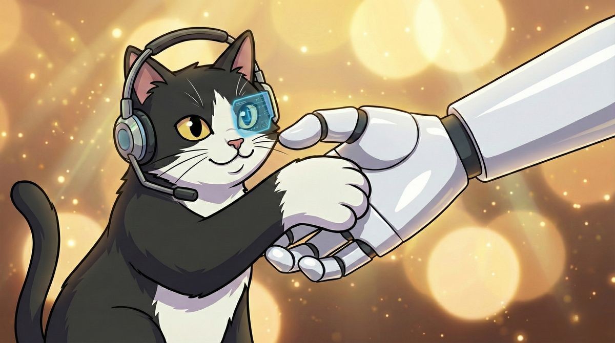 おいす君とAIロボットの協力関係イメージ