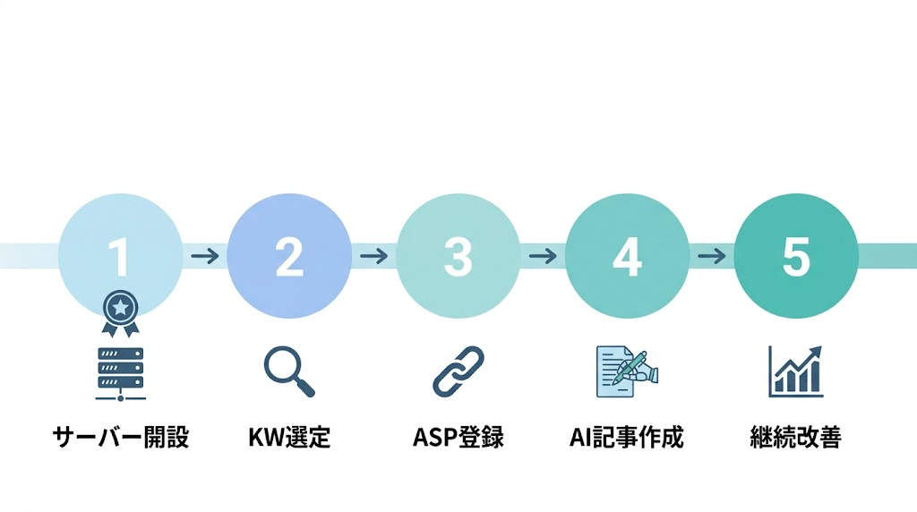 AIブログ副業の始め方5ステップ ロードマップ