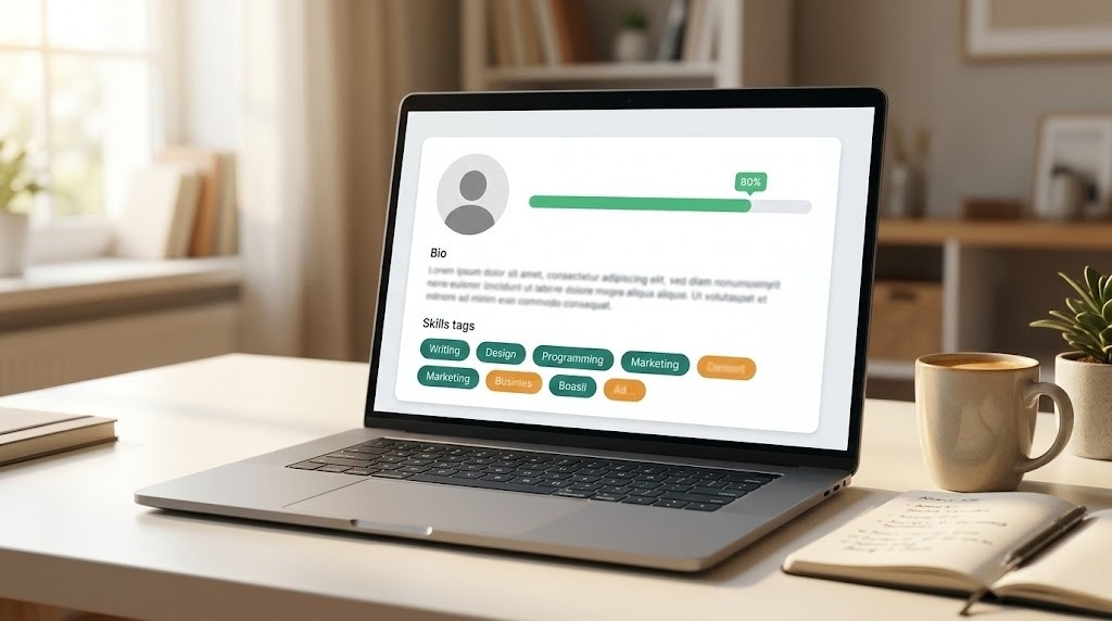 クラウドソーシングのプロフィール画面イメージ：受注率アップにつながるプロフィール設定画面
