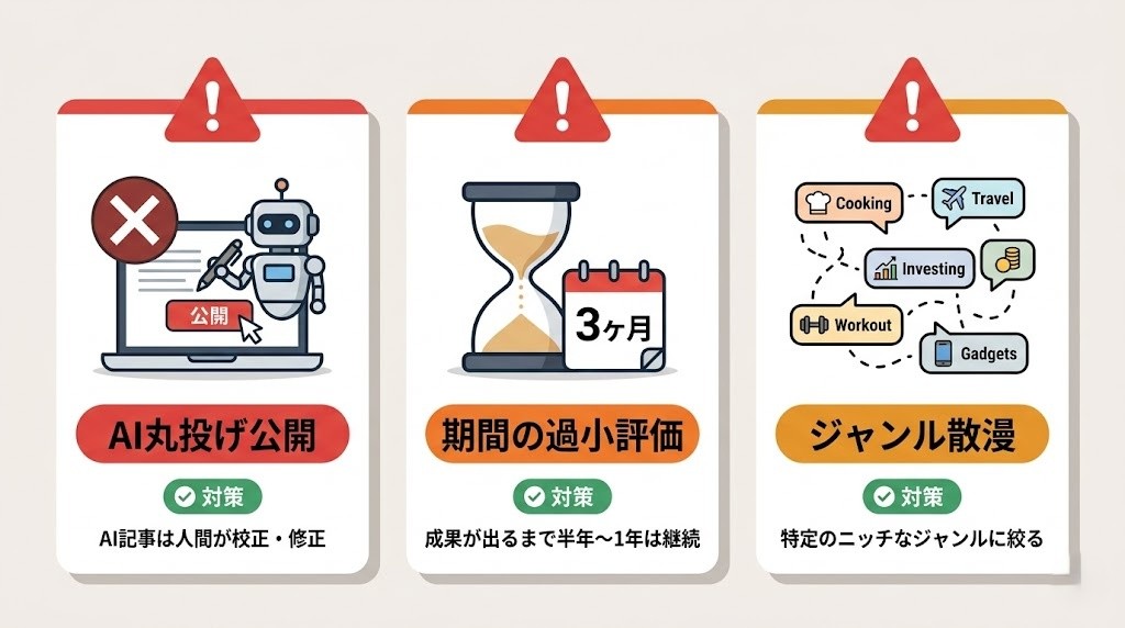 AIブログ副業でよくある失敗パターン3つと対策