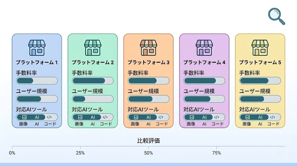プロンプト販売プラットフォーム5選の手数料比較