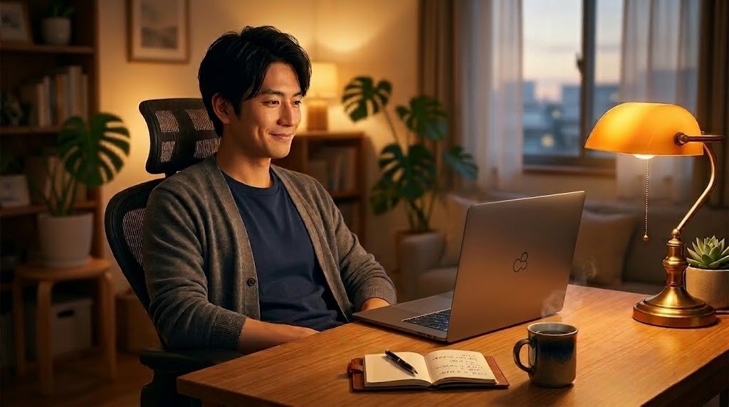 クラウドソーシング稼げない状態を脱出して目標達成した人物イメージ