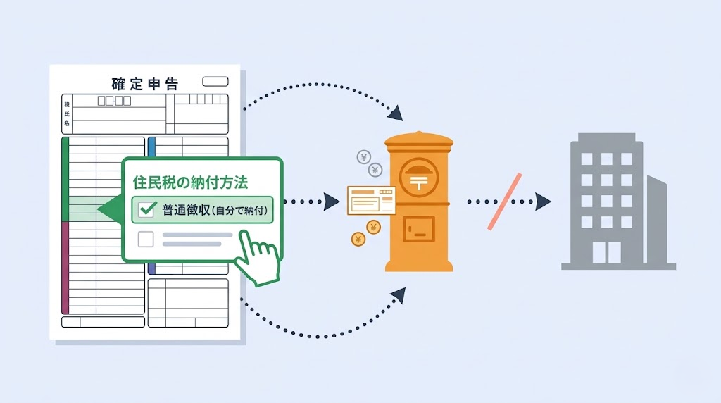 確定申告書の第2表と住民税申告の図解：副業が会社にバレない住民税対策