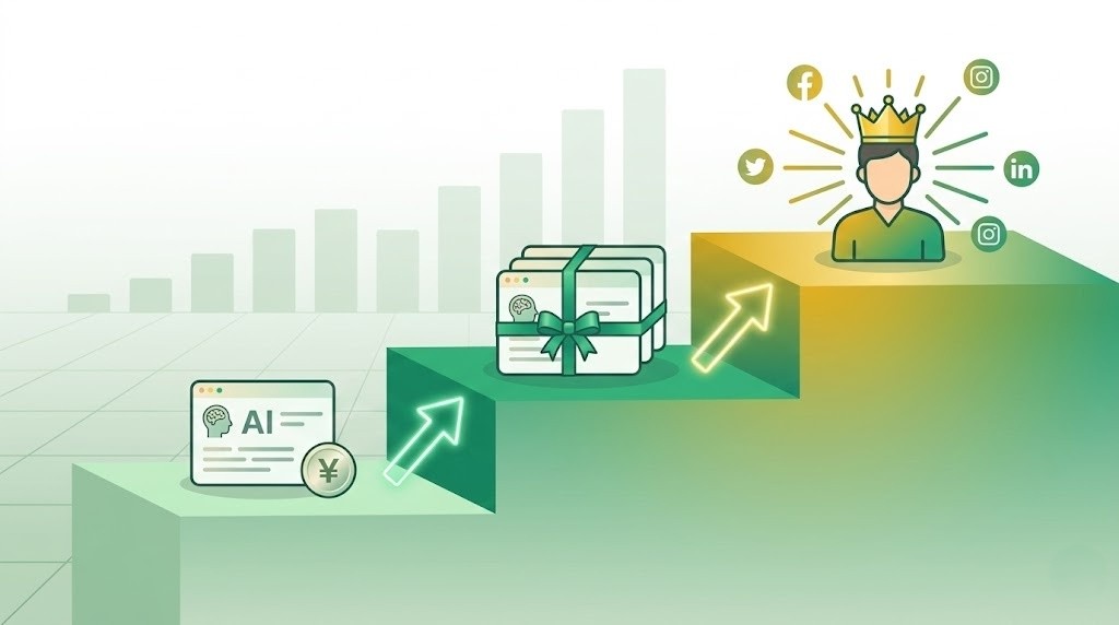 プロンプト販売の収益拡大3段階ステージ図