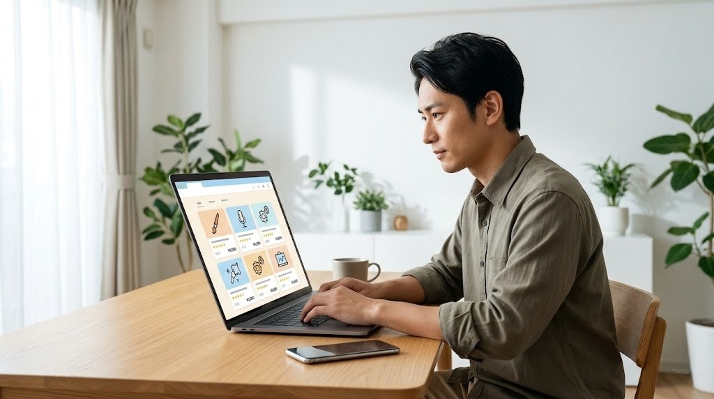 ココナラで副業を始めるノートPCとスマホ