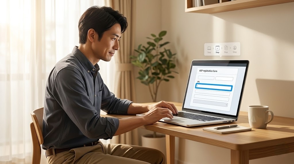 ASP登録フォーム入力手順のイメージ