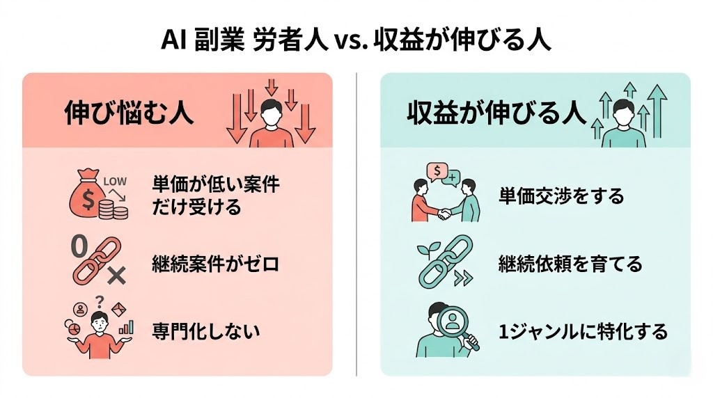 AI副業の月収が伸びない人と伸びる人の決定的な違い