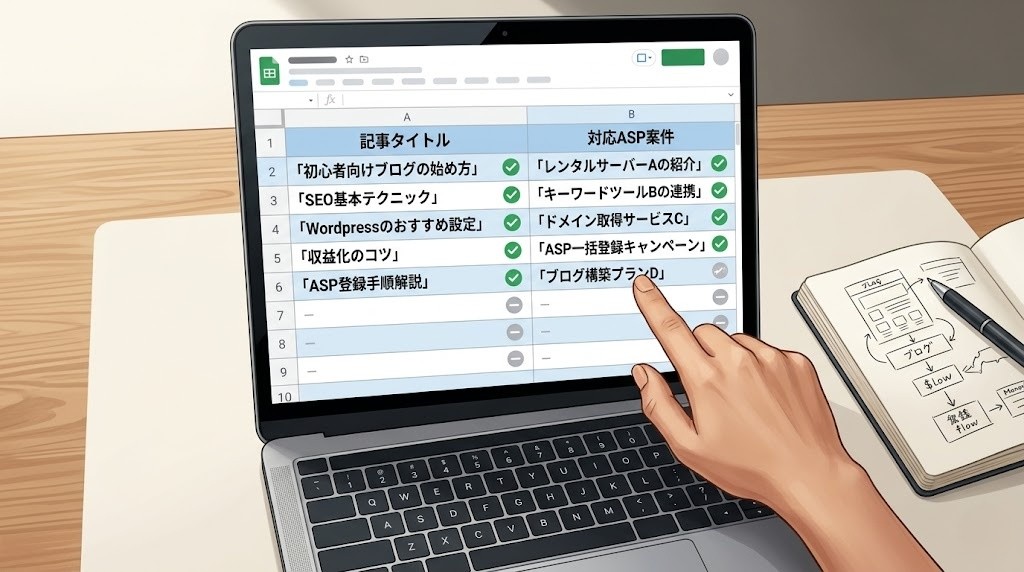 ブログ記事とASP案件のマッピング設計