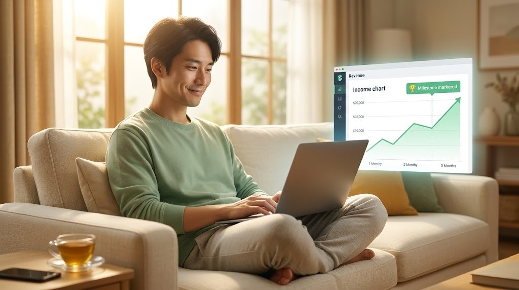 AIほったらかし副業で月3万円達成・仕組み完成のイメージ